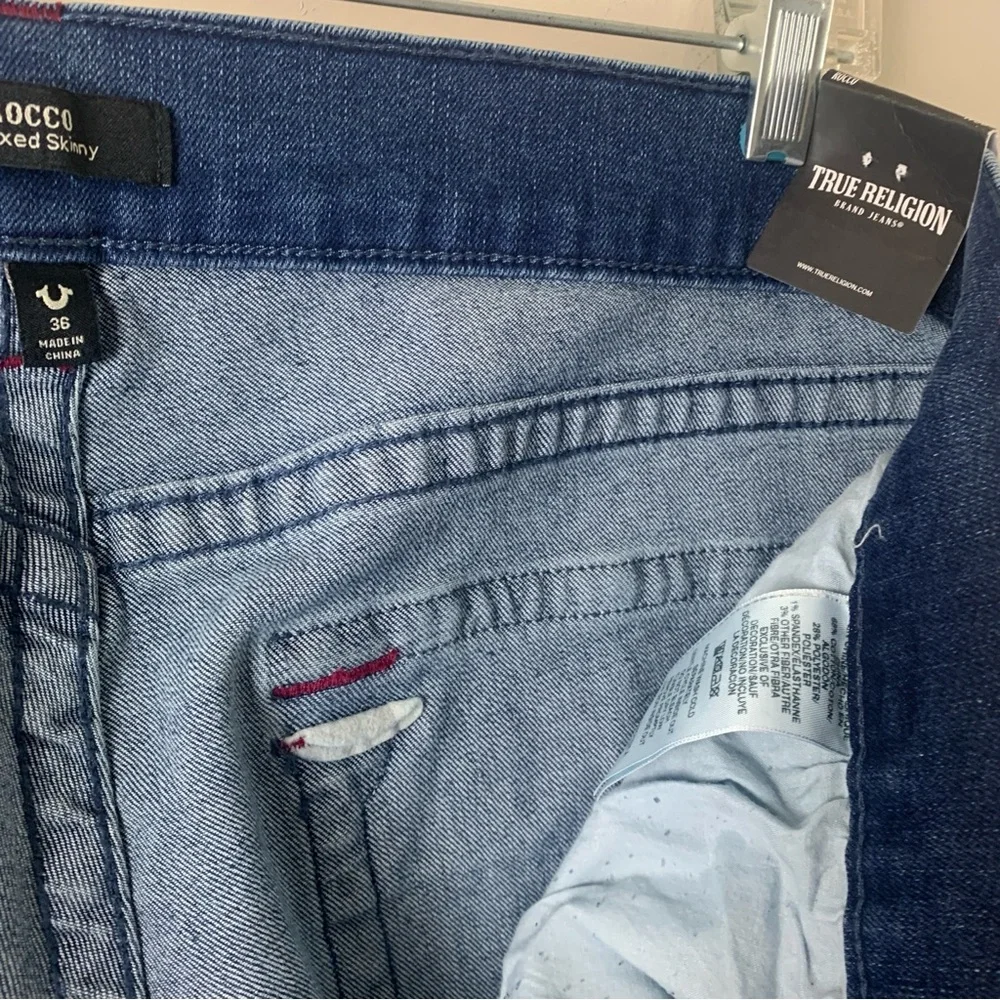 True Religion Rocco SN Flap Relaxed Skinny Men’s Jeans 36 Medium Tidal Wash